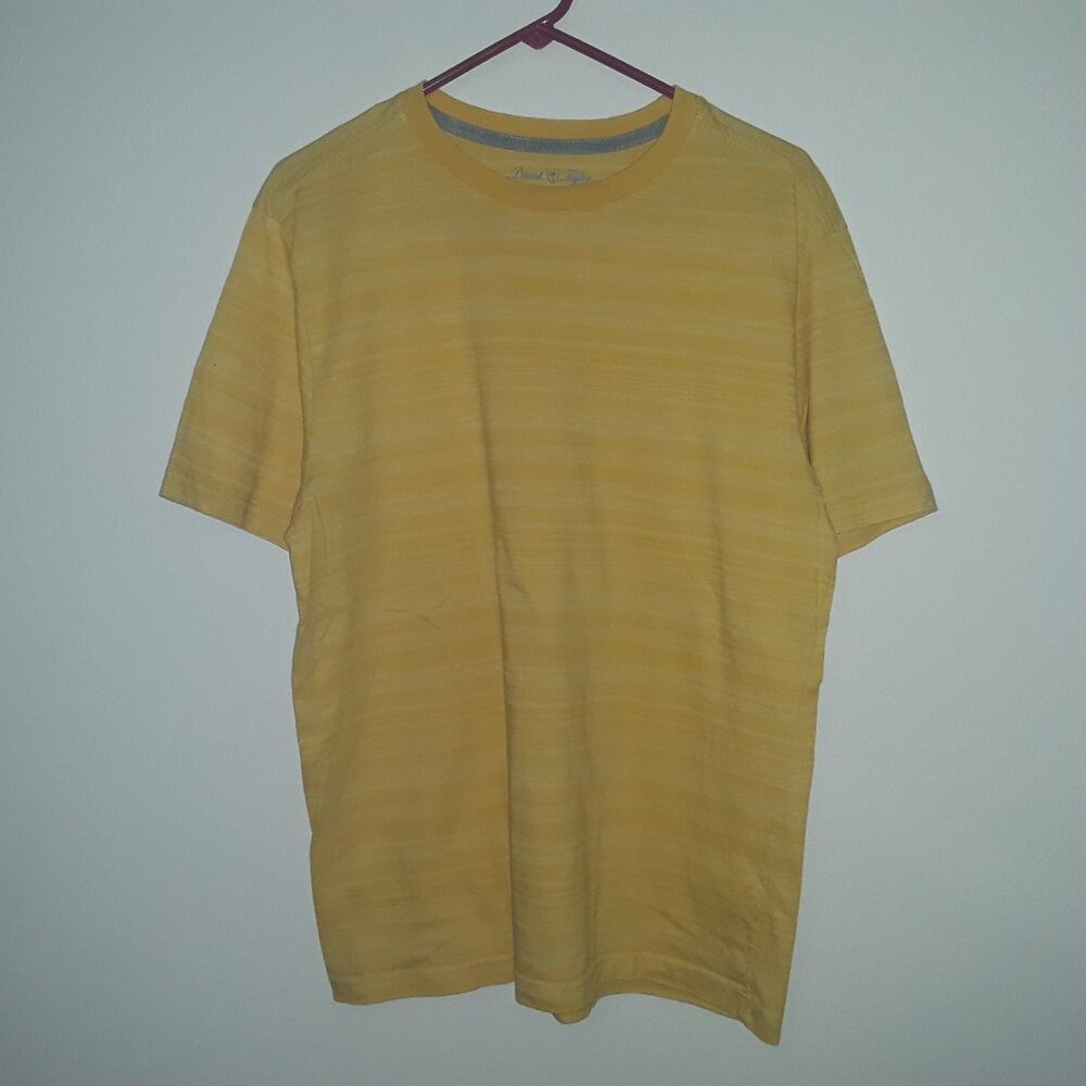 David Taylor Resort mens large yellow w/faint yellow stripes t-shirt